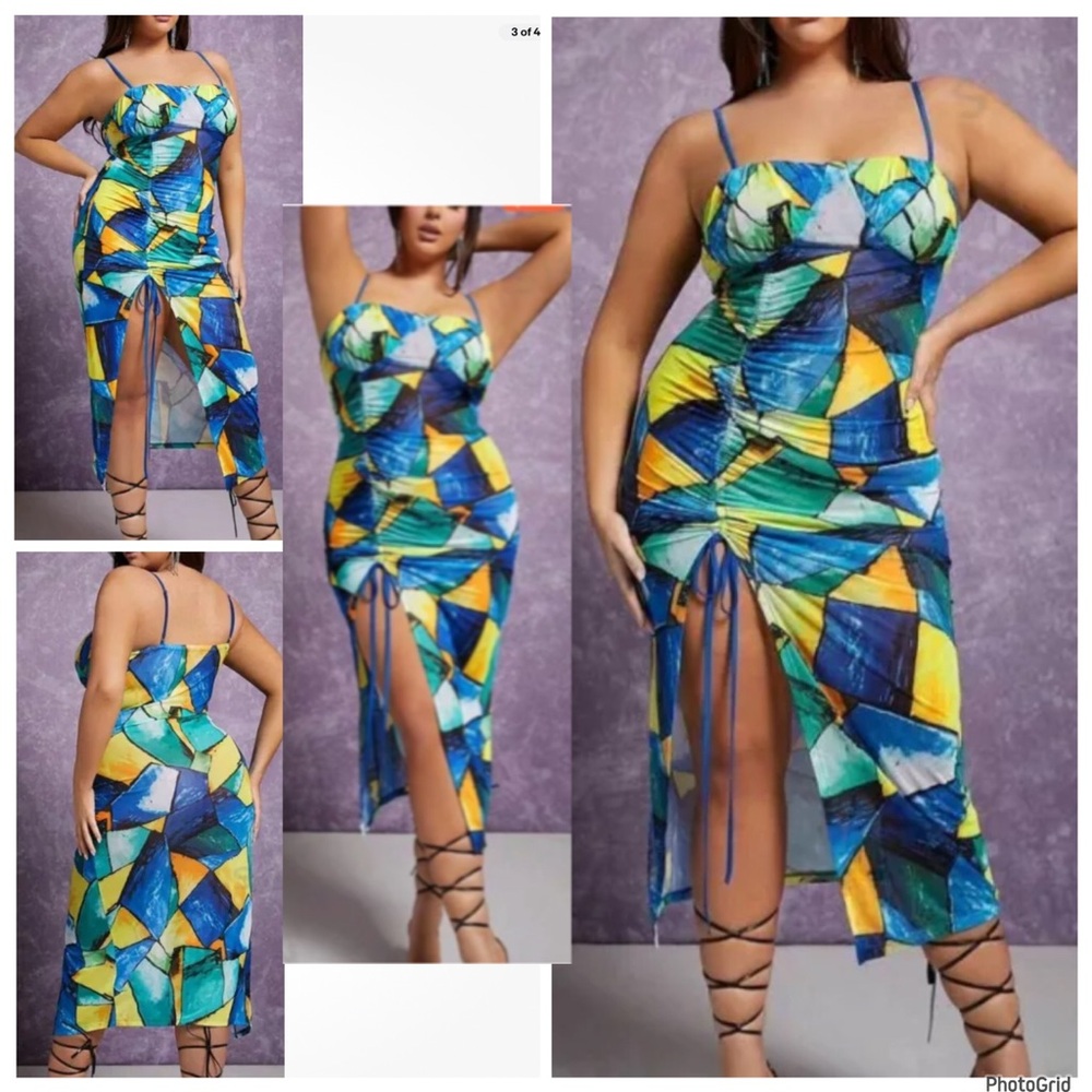 Shein 4XL plus size multicolored bodycon dress NWOT